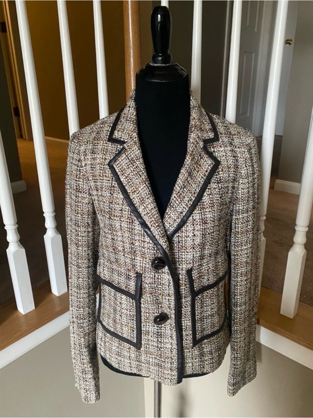 Etcetera Multi-Neutral Tweed Blazer with Contrast Trim